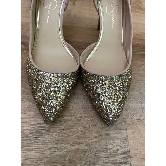 NWT Jessica Simpson Womens Glitter Pointed-Toe Stiletto Heels 9.5 - Picture 4 of 11